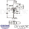 Grohe Eurodisc SE Self-Closing Basin Mixer Tap Dimensions